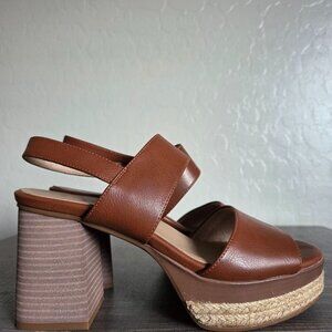 Soul Naturalizer Holly Block Heel Slingback Sandals Brown Size Women's 8.5W Wide